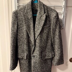 & Other Stories Black and White Tweed Herringbone Coat